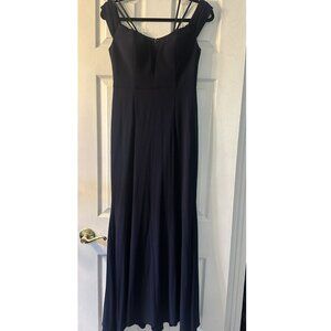 Navy Cold Shoulder Gown